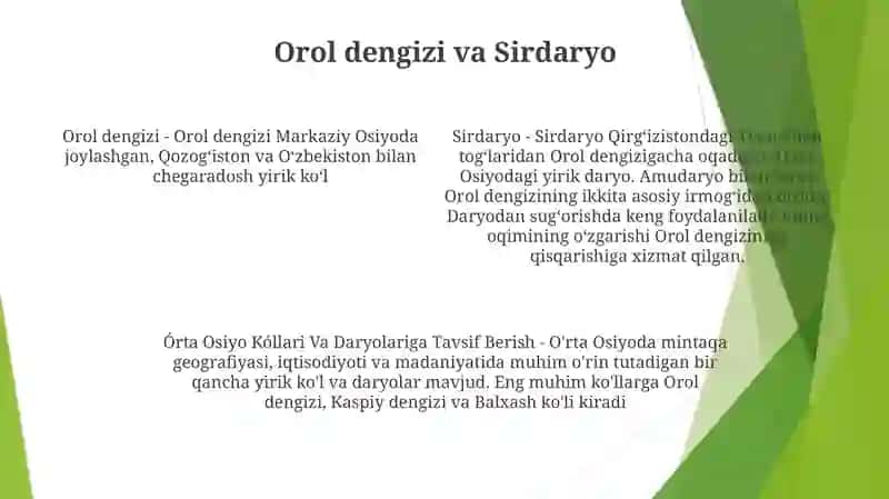Órta Osiyo Kóllari Va Daryolariga Tavsif Berish 3