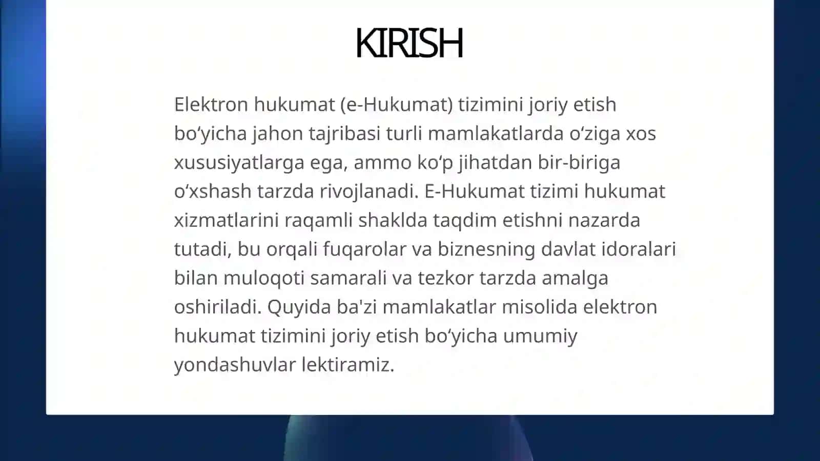 ELEKTRON XUKUMATNI JORIY ETISHNING JAXON TAJRIBASI 3