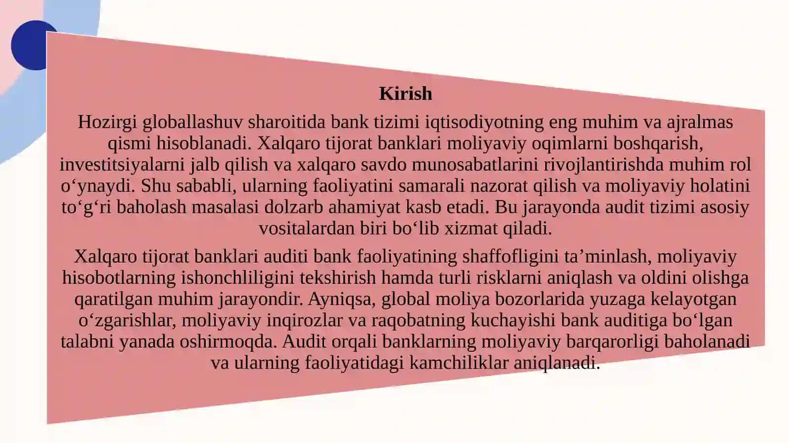 Xalqaro tijorat banklari auditi. 3