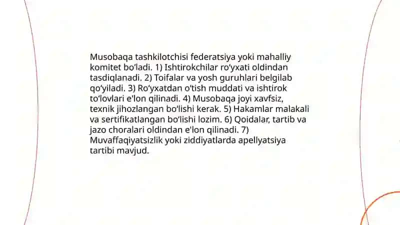Musobaqa qoidalari va hakamlik qoidalari 3