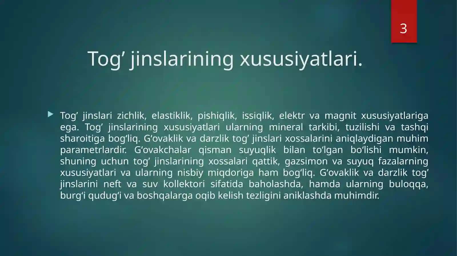 Tog’ jinslari va minerallar 3
