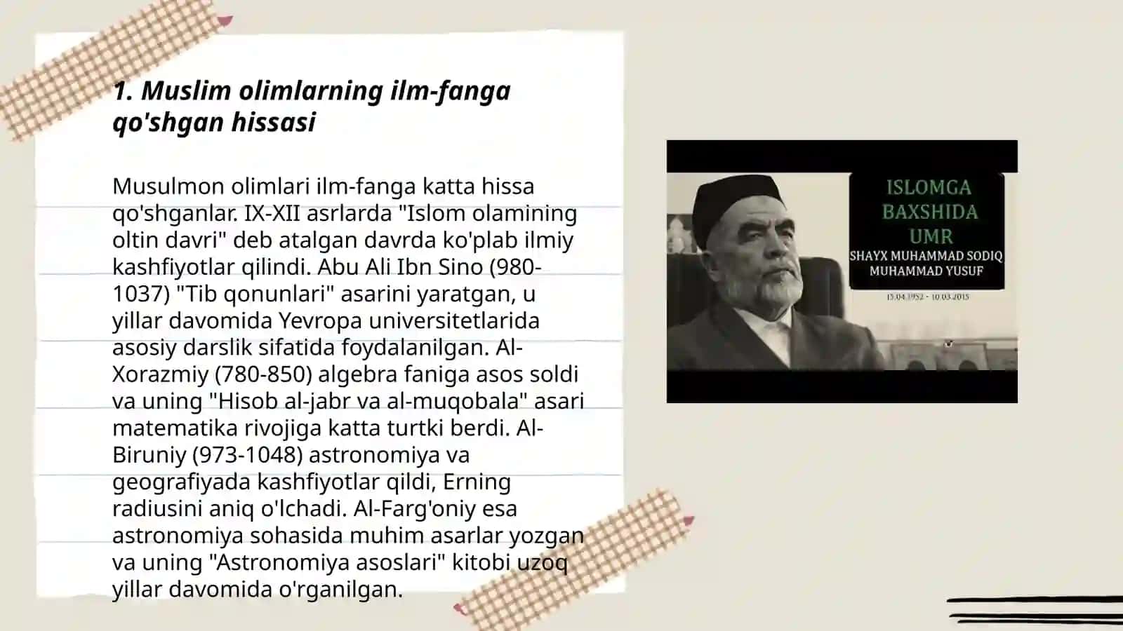 “Olam va odam, din va ilm” 3