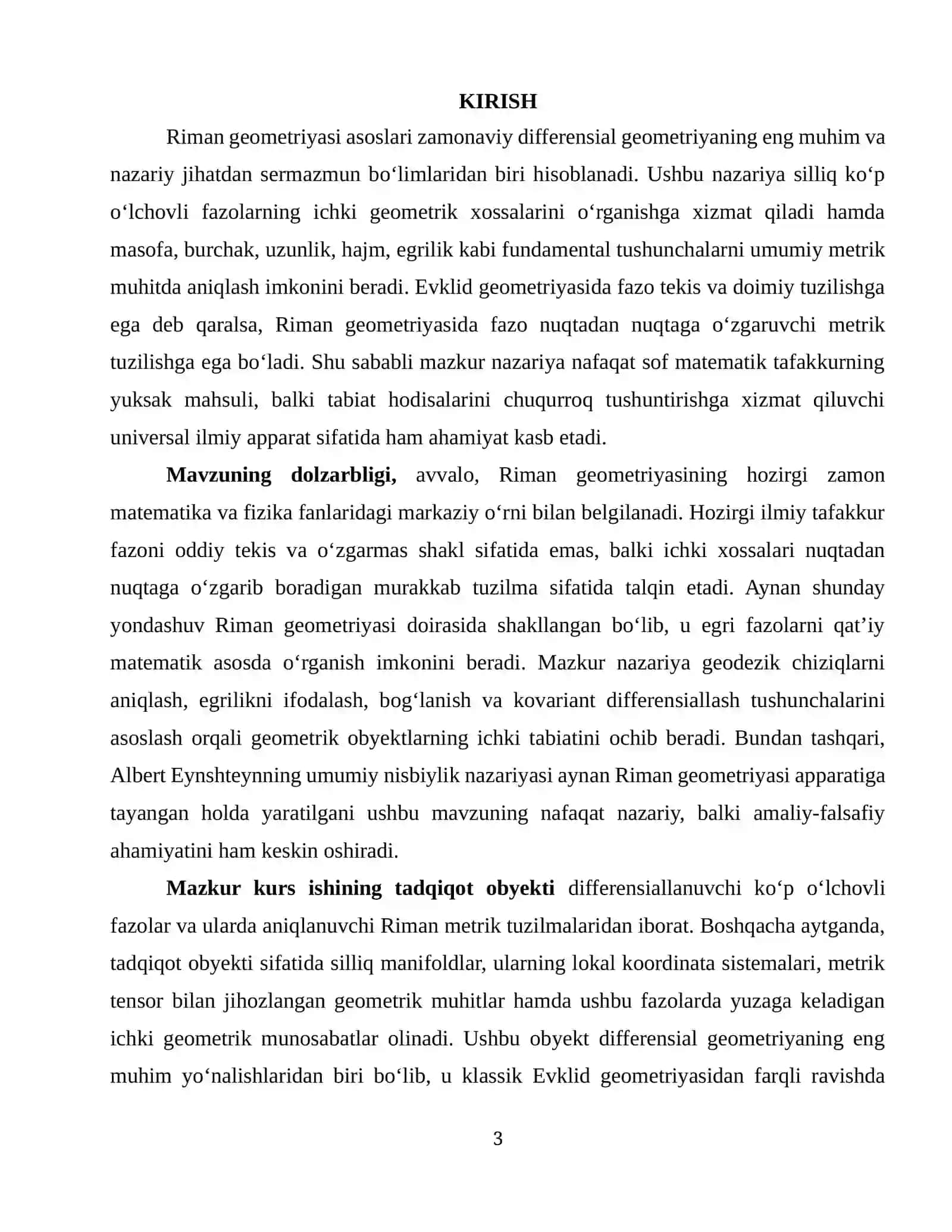 Riman geometriyasi asoslari 3