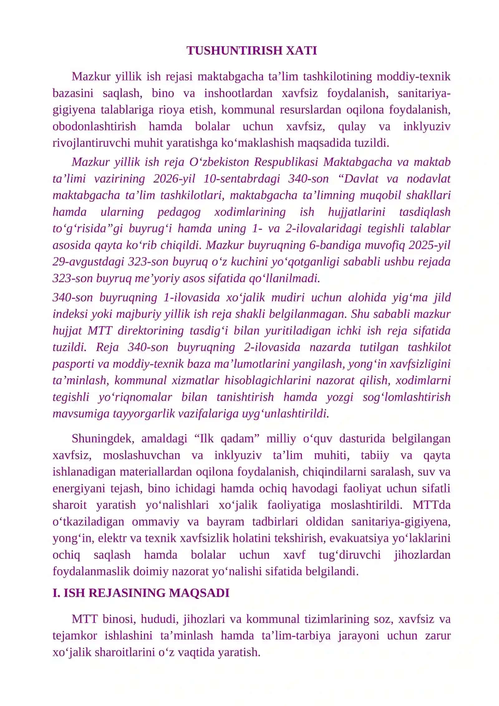 Yillik ish rejasi 2026-2027 oy 3