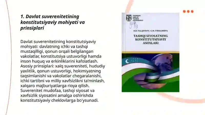 Davlat suvereniteti tashqi siyosat,mudofa va xavfsizlikning konstitutsiyaviy asoslari 3