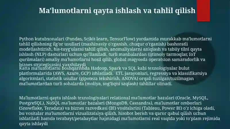Axborotlarni qayta ishlash texnologiyalari 3