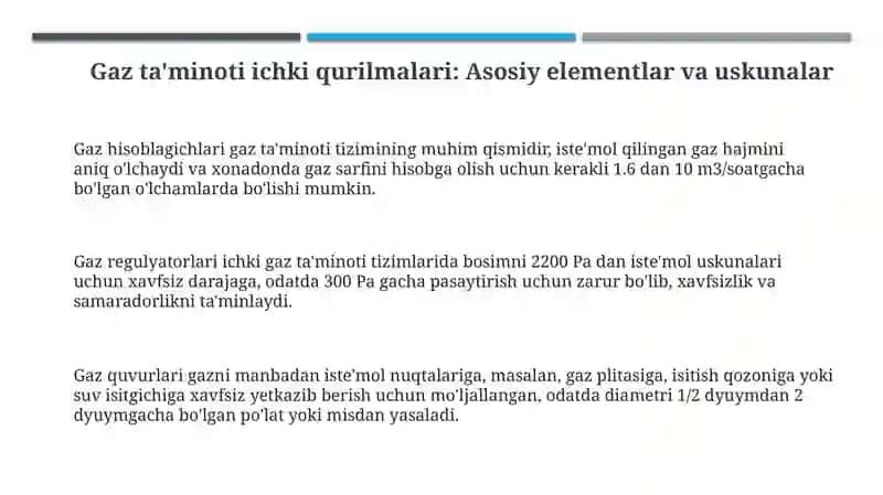 Gaz ta'minoti ichki qurilmalari 3
