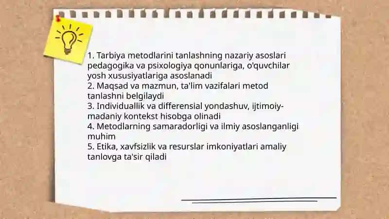 Tarbiya metodlarini tanlash asoslari 3