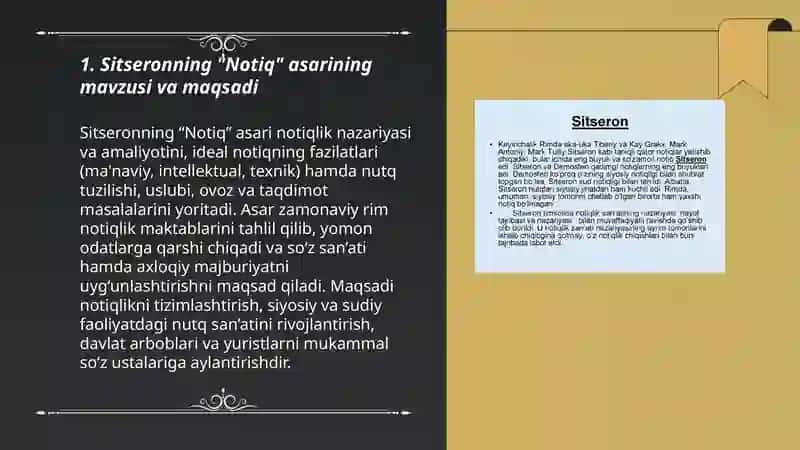 Sitseronning "Notiq" va "Notiqlik haqida"asari 3