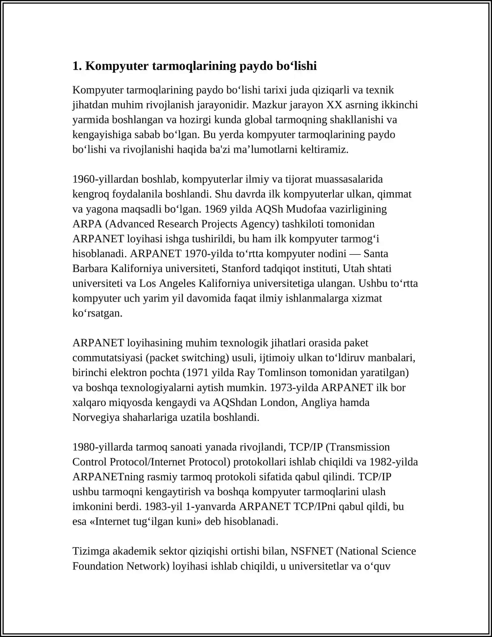 KOMPYUTER TARMOQLARINING RIVOJLANISH EVOLUTSIYASI 3