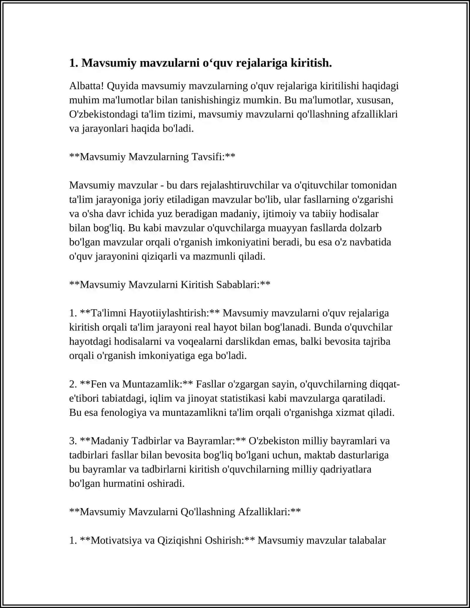 Mavsumiy Mavzularni O‘quv Rejalariga Kiritish 3