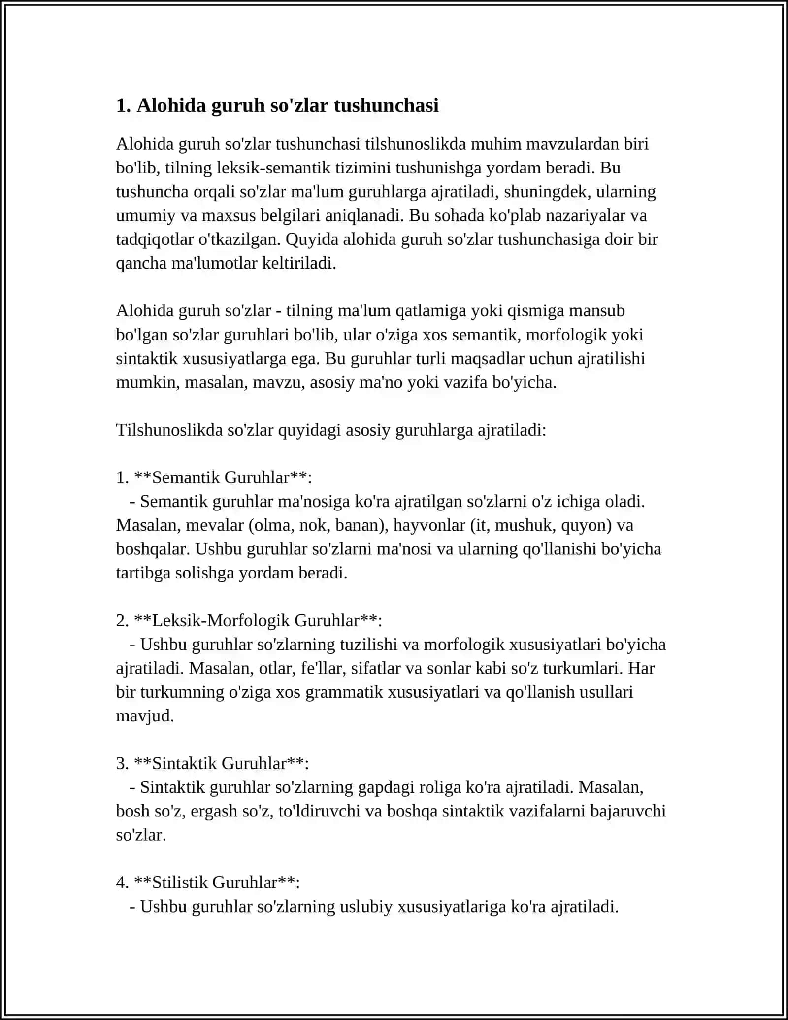ALOHIDA GURUH SÒZLAR ULARNING TURLARI 3