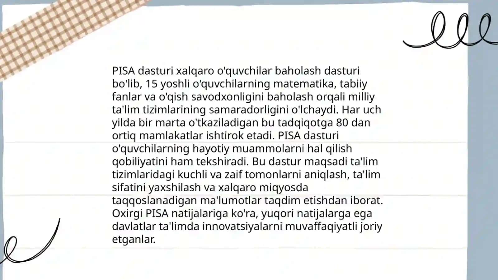 PISA xalqaro baholash dasturi 3