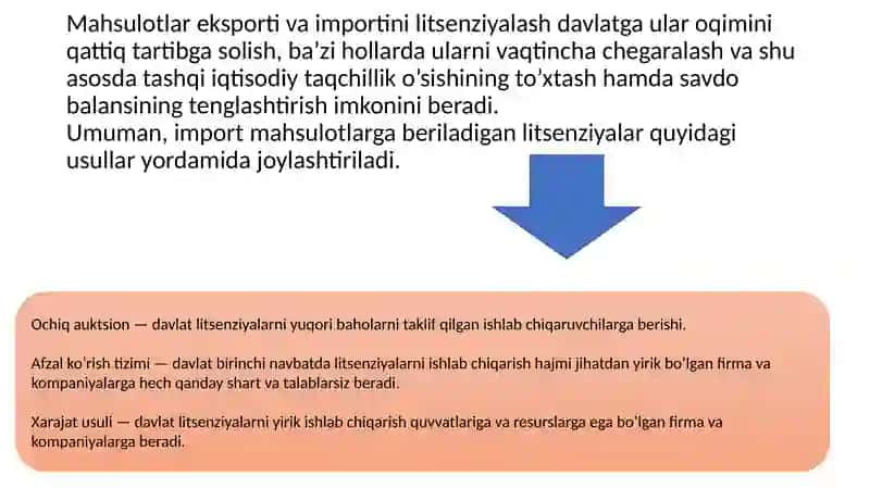 Import kvotalari va litsenziyalarni taqsimlash usullari 3