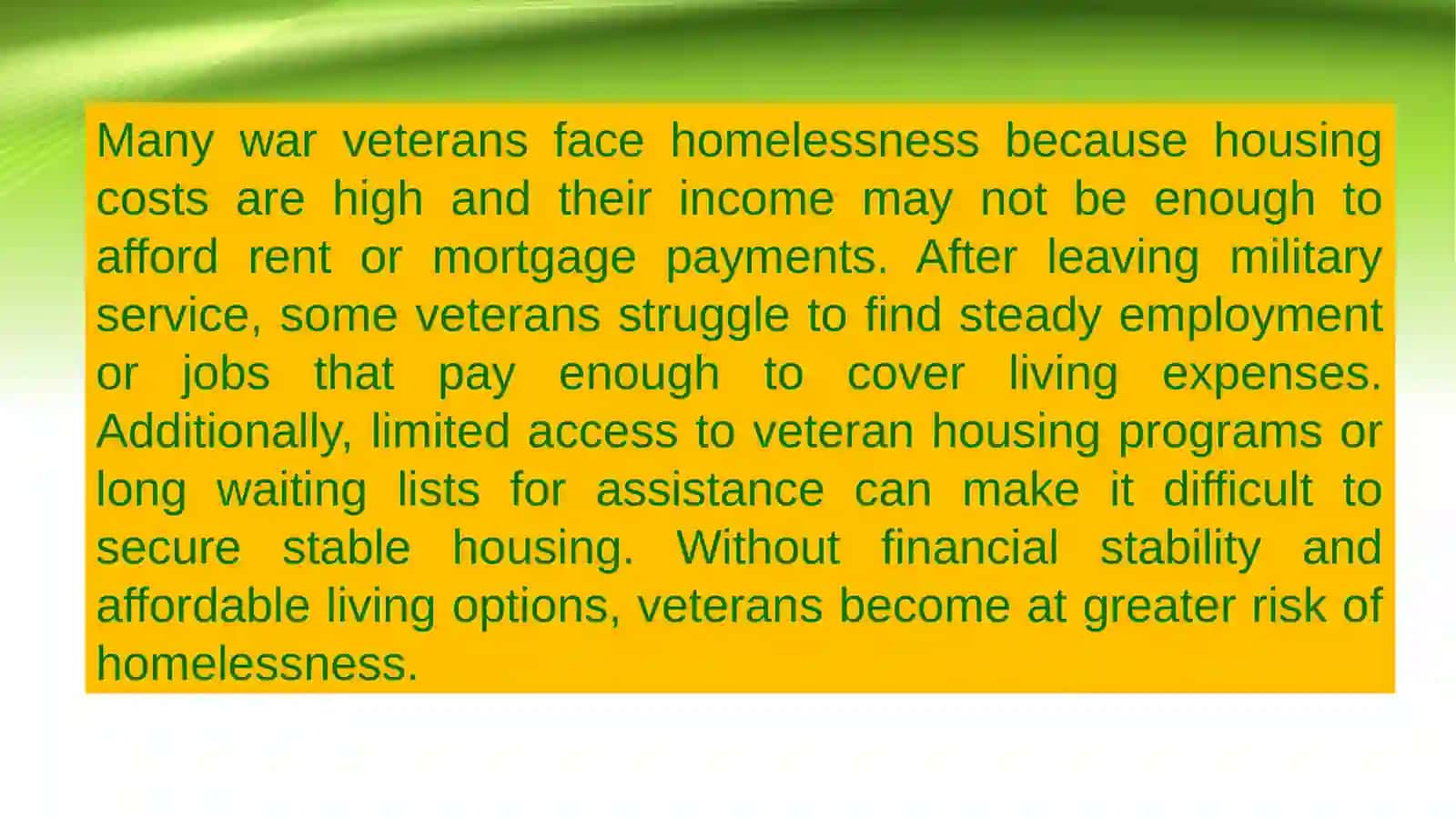 Reasons Why Many War Veterans Become Homeless 3