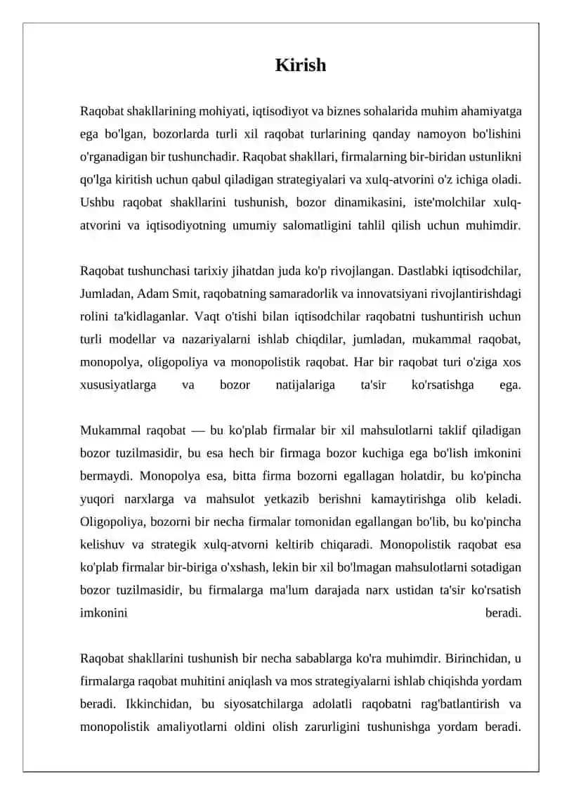 Raqobat shakllarining mohiyati 3