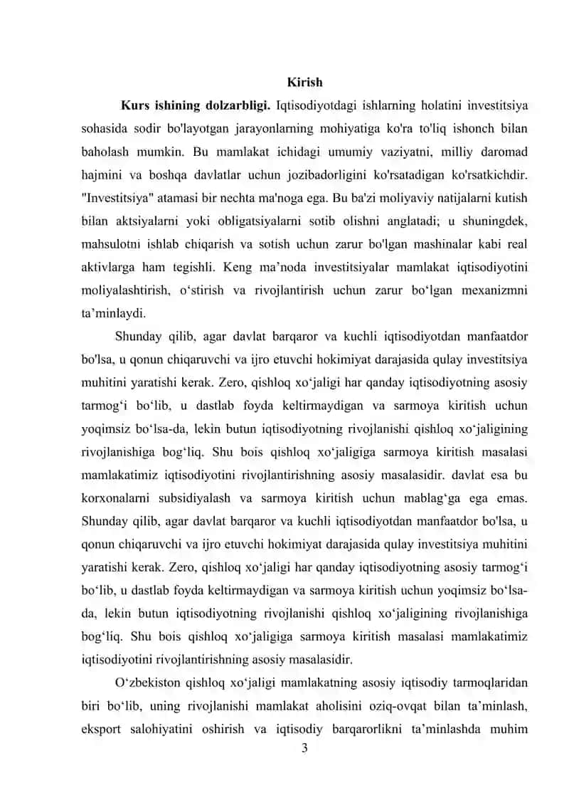 O’ZBEKISTON QISHLOQ XO’JALIGI 3