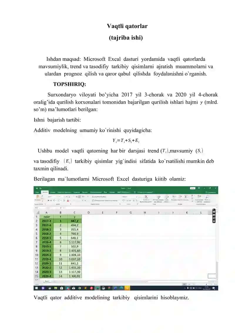 Additiv va multiplikativ ekonometrik modellarni tuzish 3
