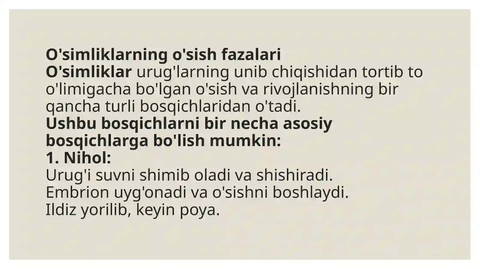 O’simliklarning o’sish fazalari 3