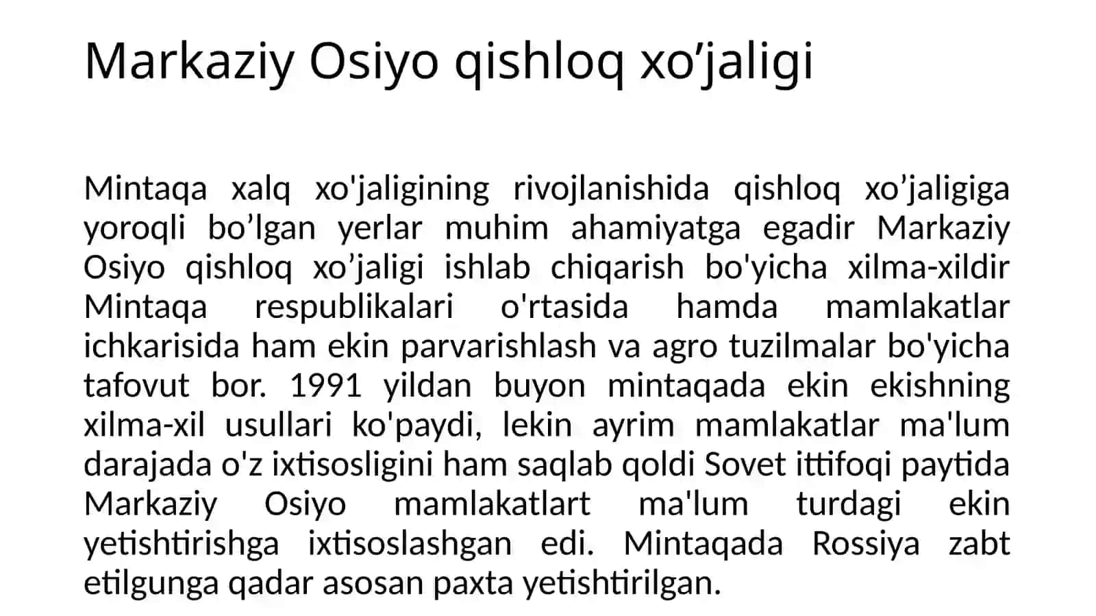 Markaziy Osiyo qishloq xoʻjaligi 3