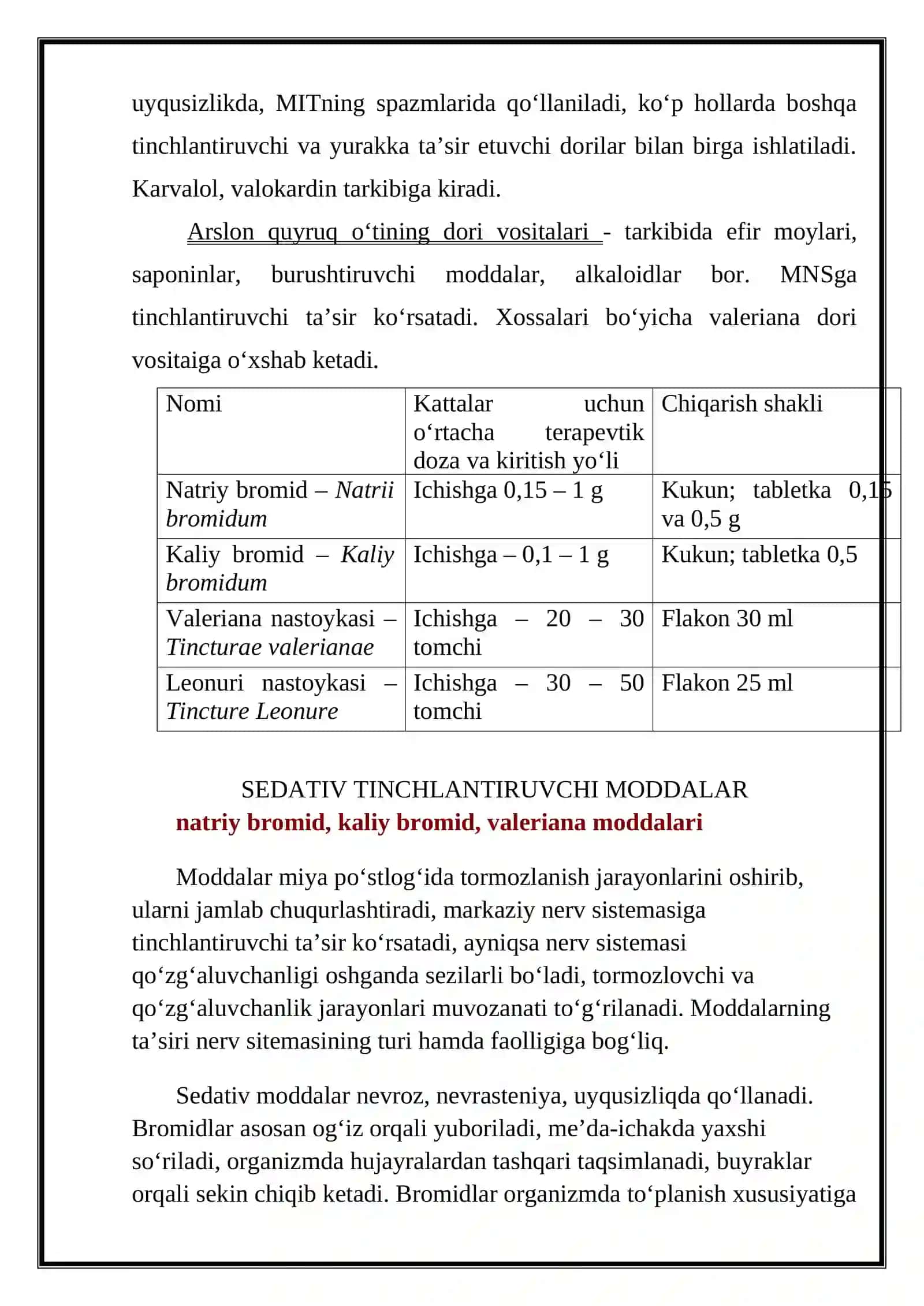 Sedativ vositalar 3
