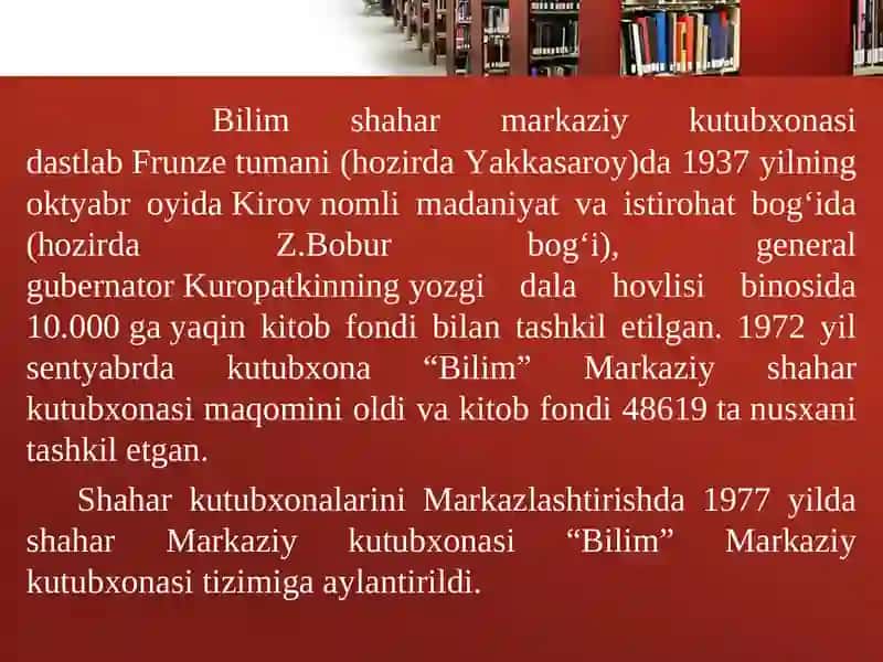Bilim Axborot Kutubxona Markazi 3