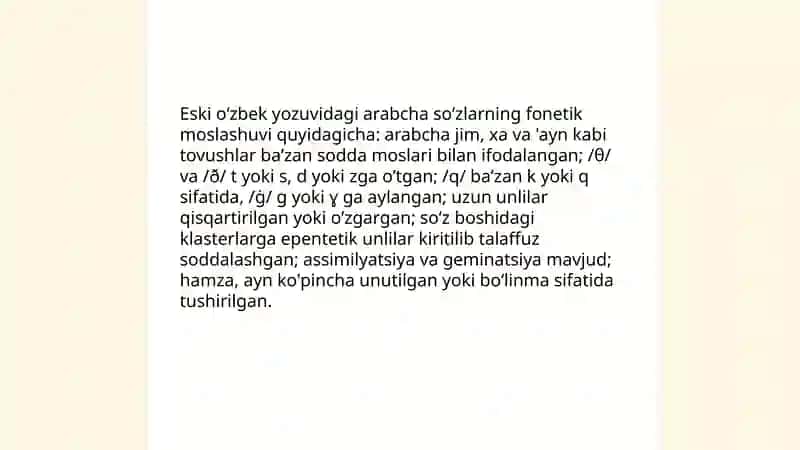 Eski oʻzbek yozuvidagi matnlarda arab tilidan oʻzlashgan soʻzlar 3