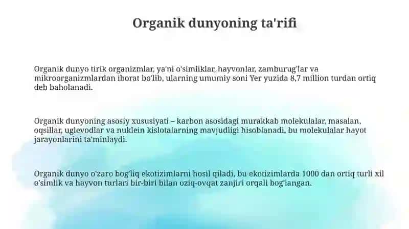 OROLLAR ORGANIK DUNYOSI 3