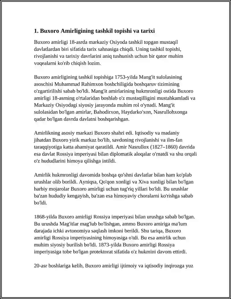 Buxoro Amirligi Referat 3