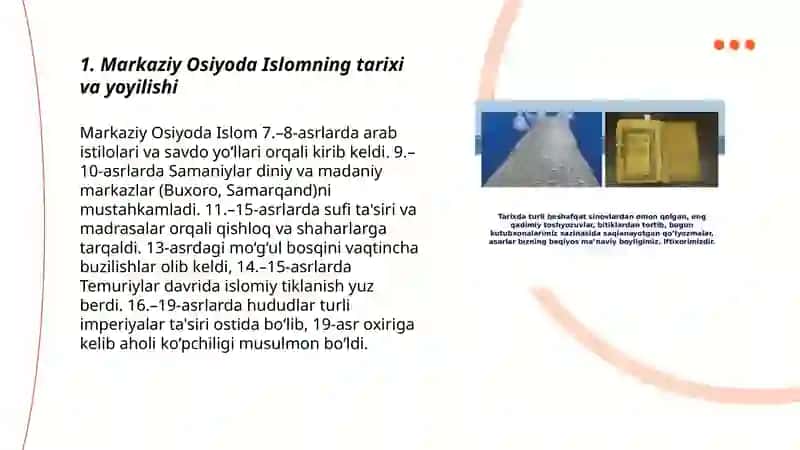 Markaziy Osiyo ma'naviy hayotida Islomning roli 3