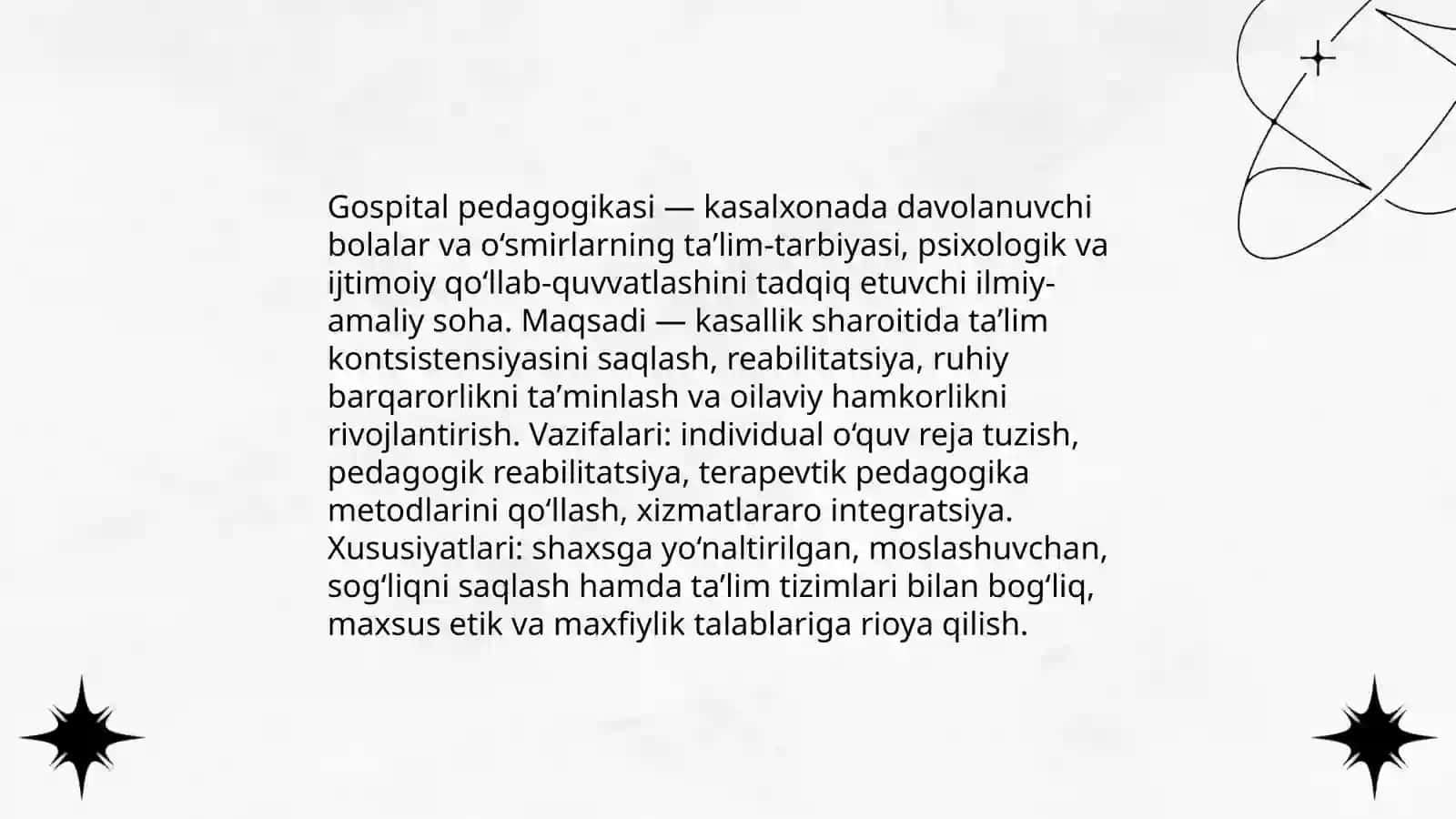 Gospital pedagogikasi: tushunchalar va taʼriflar 3