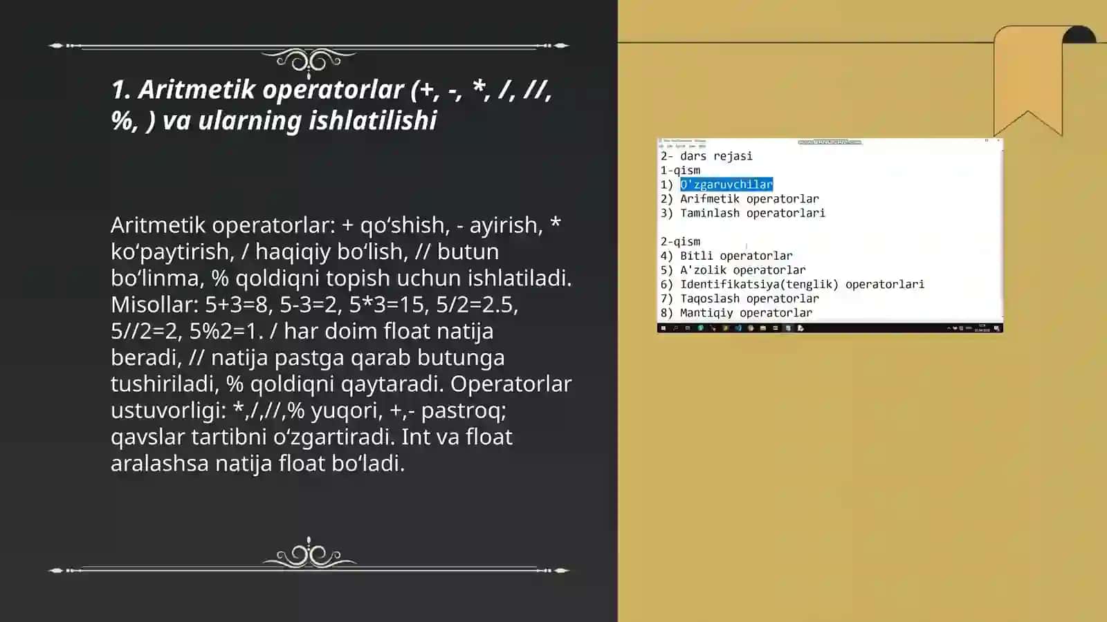 Pythonda operatorlar va ular bilan ishlash 3