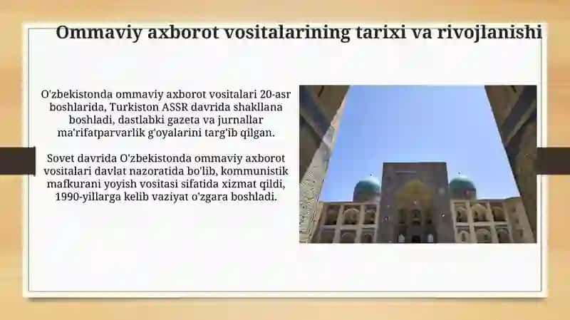 O'zbekistonda Ommaviy Axborot Vositalari 3
