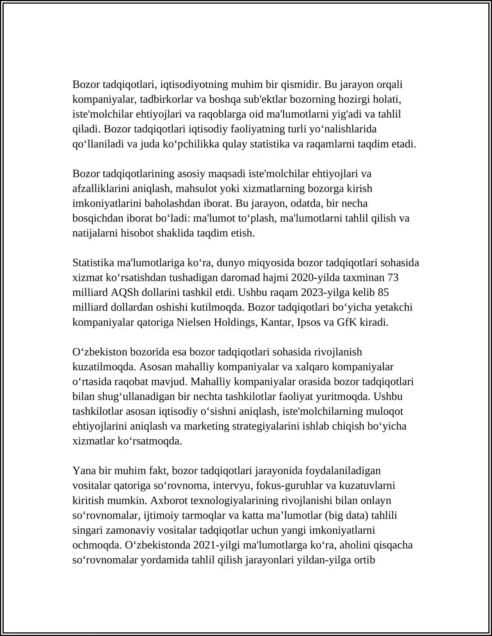 MARKETING TADQIQOTLARI ORQALI AXBOROT TO‘PLASH USULLARI 3