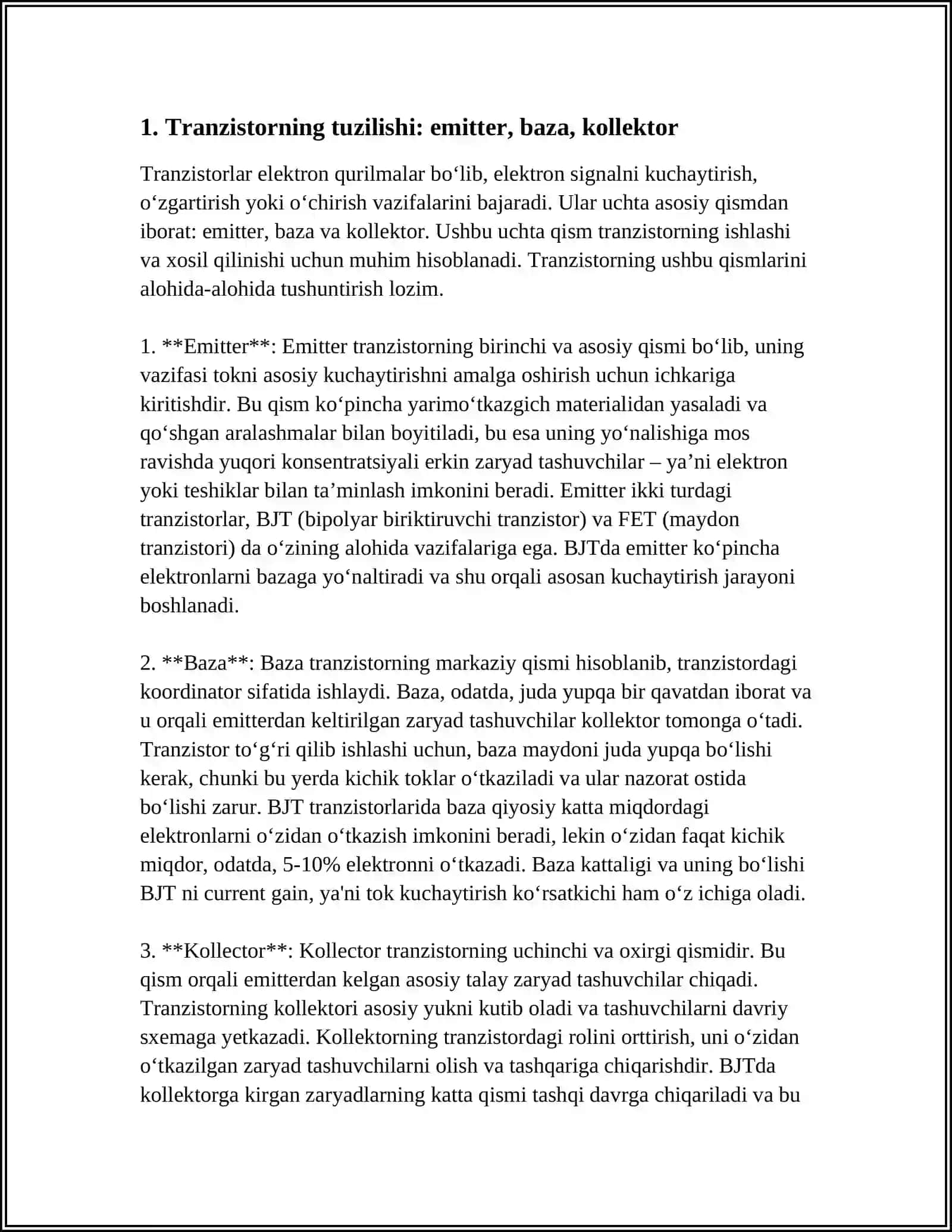TRANZISTORNING XOSIL QILINISHI 3
