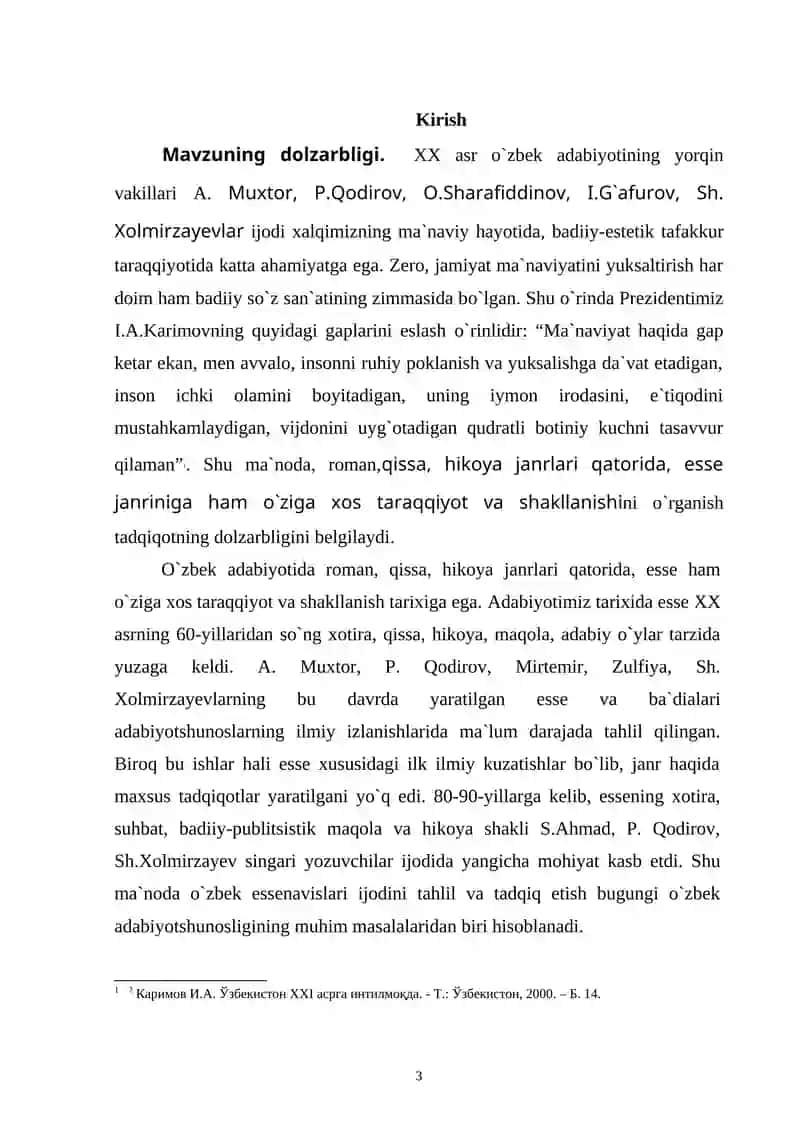 O`zbek adabiyotida essa janri va uning tadriji 3