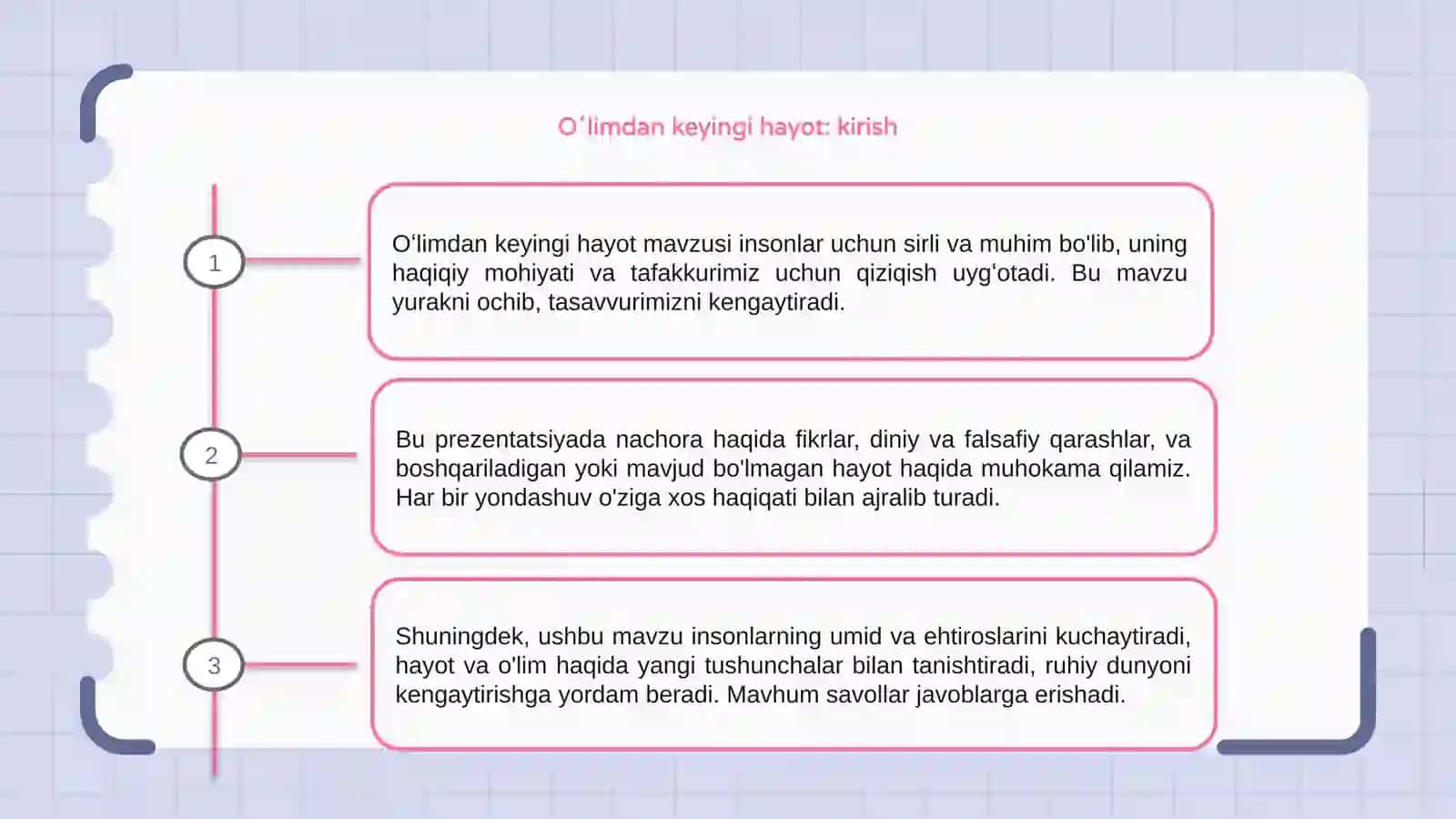 Oʻlimdan keyingi hayot kitobi mavzusida 7 varoqlik prizintatsiya 3