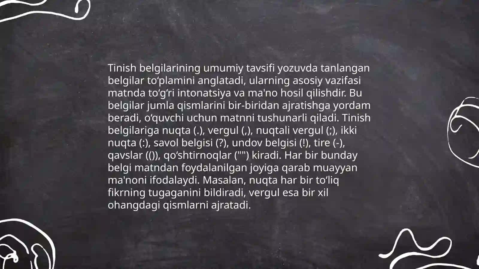 Tinish belgilarining qoʻllanishi oʻrniga koʻra turlari 3