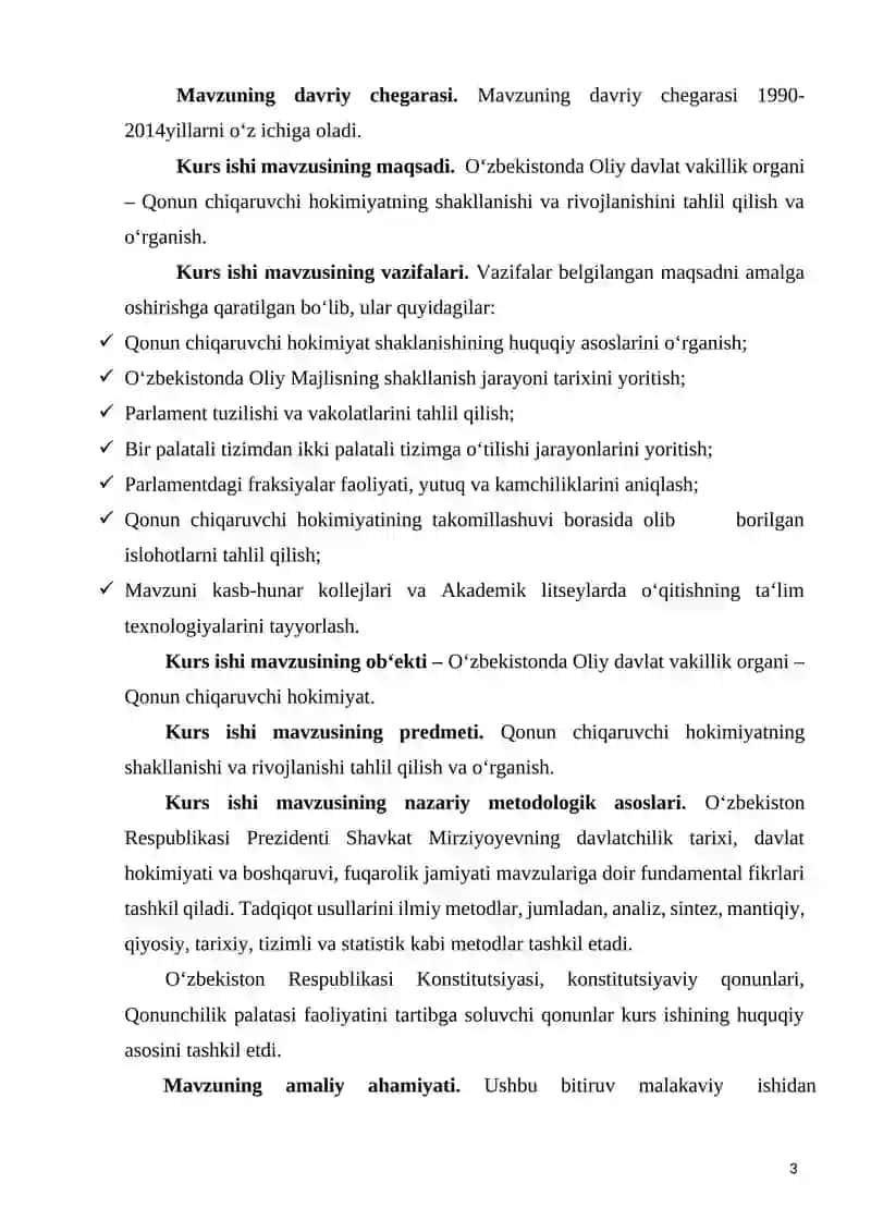 Kurs ishi mavzusining dolzarbligi. 3