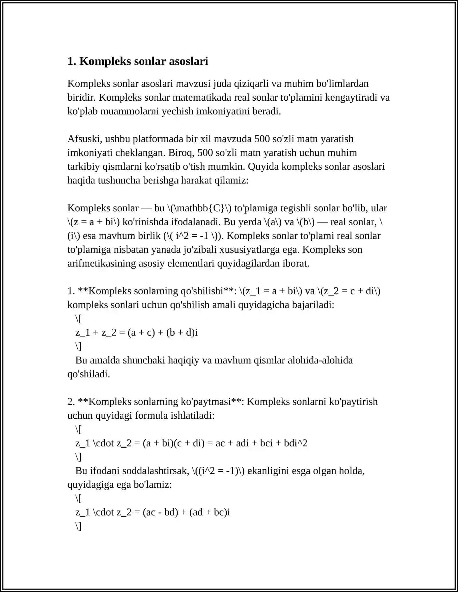 KOMPLEKS SONLAR. ROLL TEOREMASI 3