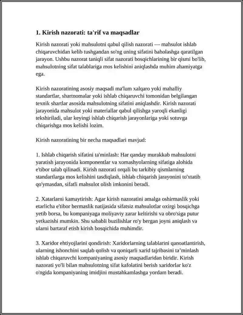 SIFAT NAZORATINING ASOSIY TURLARI 3