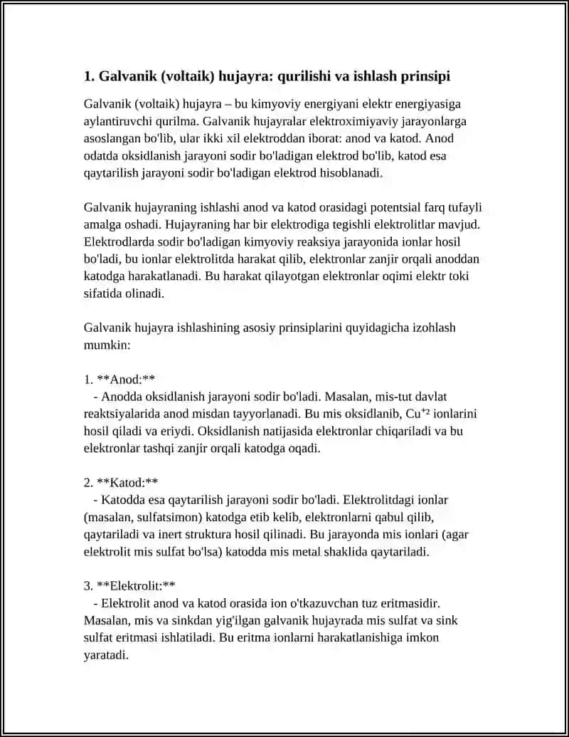 ELEKTROKIMYOVIY HUJAYRALARNING TUZILISHI VA ISHLASHI 3