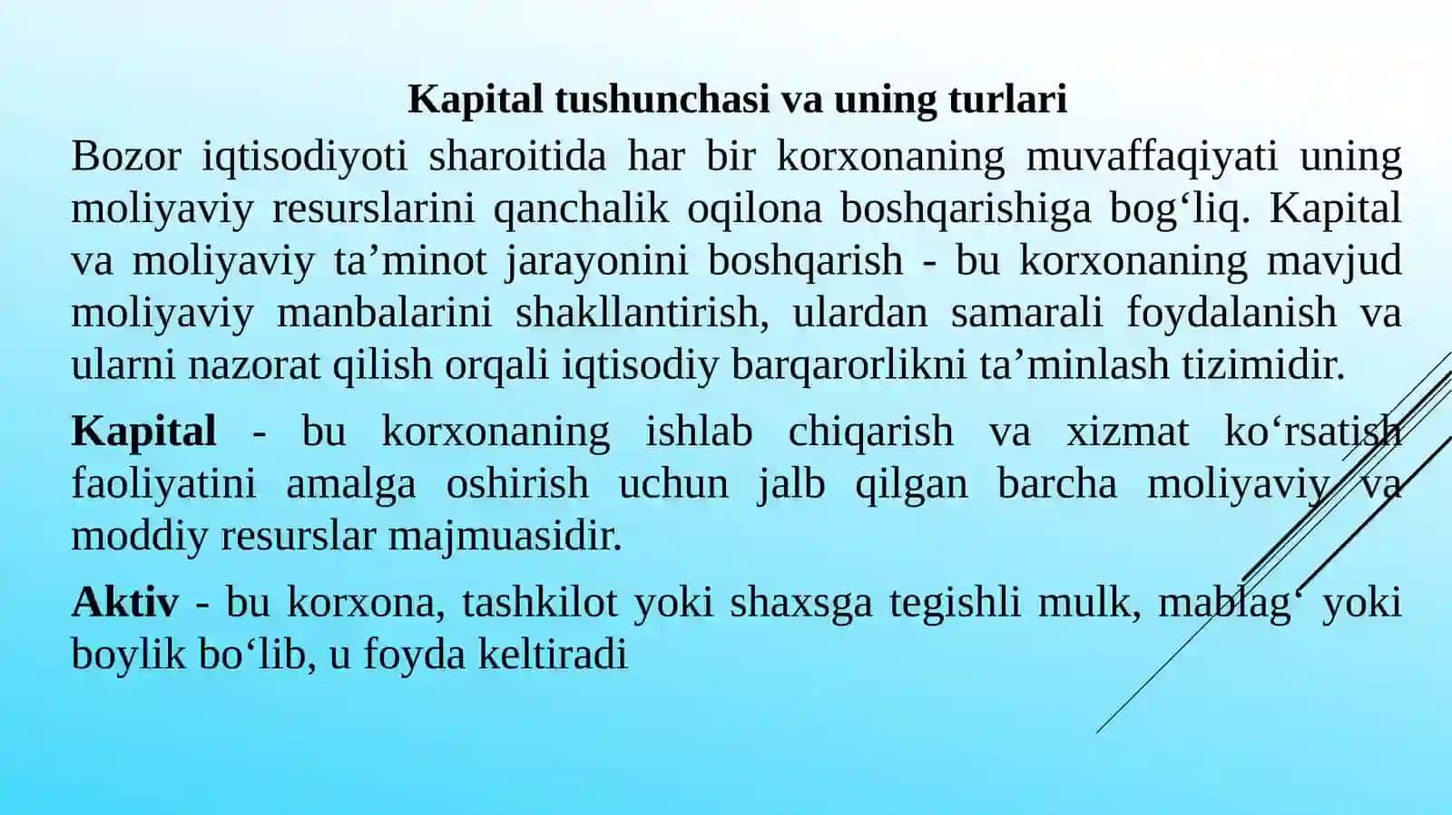KAPITALNI VA MOLIYAVIY TA`MINOT JARAYONINI BOSHQARISH 3