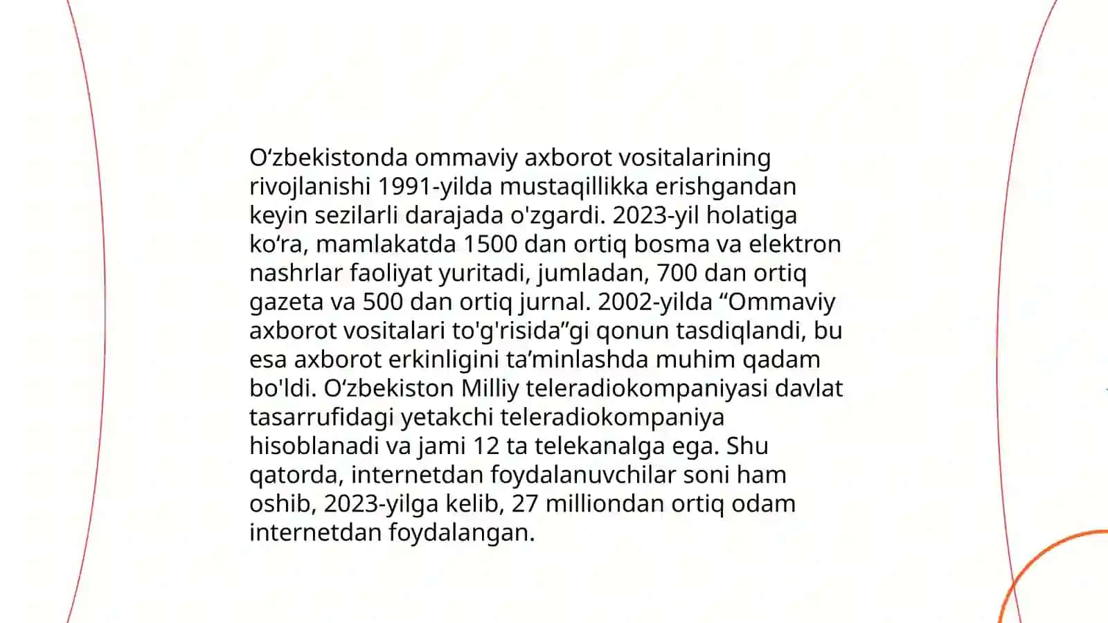 Oʻzbekiston respublikasi ommaviy axborot vositalarining faoliyati 3