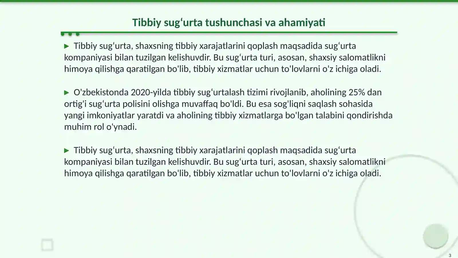 Tibbiy sugʻurta hakida 3