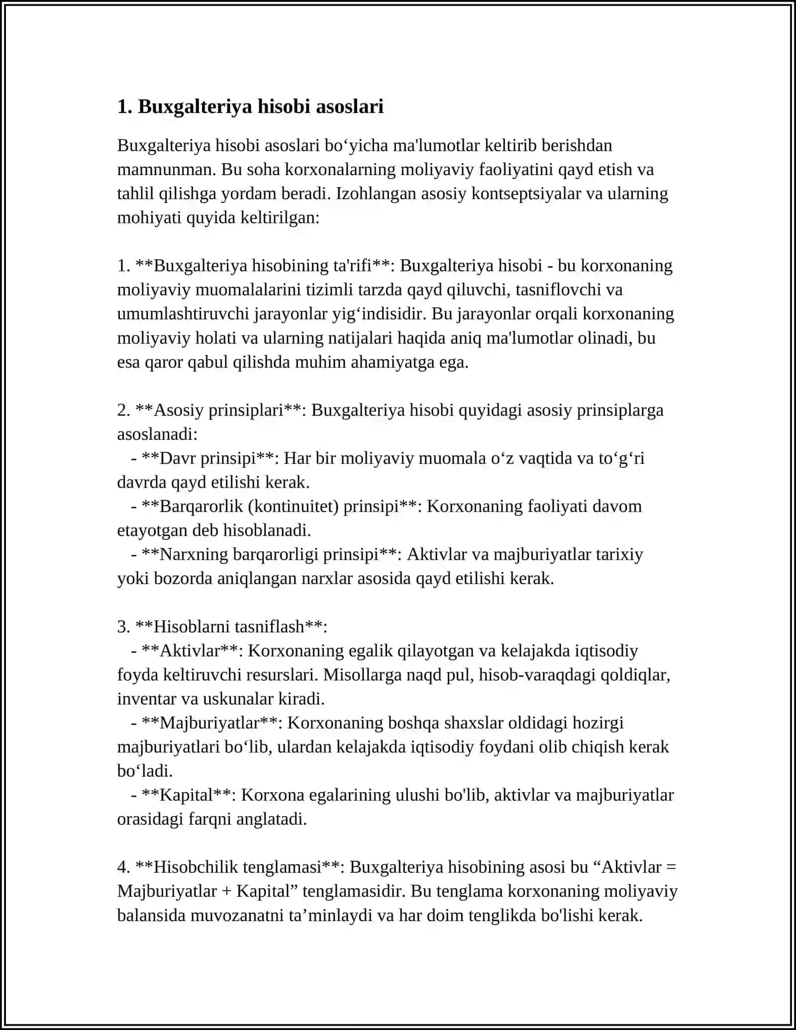 MUSTAQIL ISH Mavzu: BUGALTERIYA ISHLARI 3