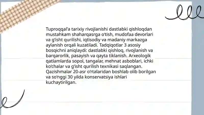 Tuproqqalʼa, Qal'a Qoratepa va ularning oʻrganilishi 3