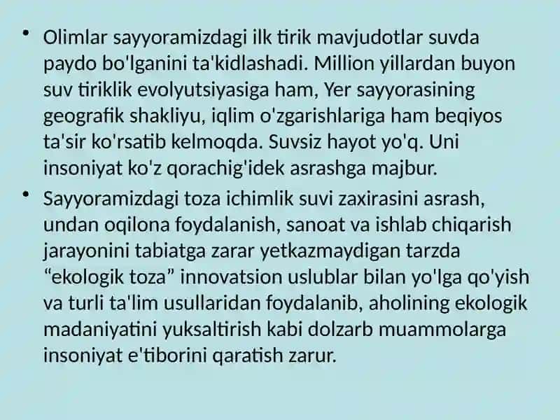 Ichimlik suvi sifatini yaxshilashning asosiy usullari 3