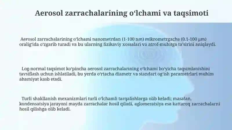 Aerosol zarrachalarining oʻlchami va taqsimoti 3