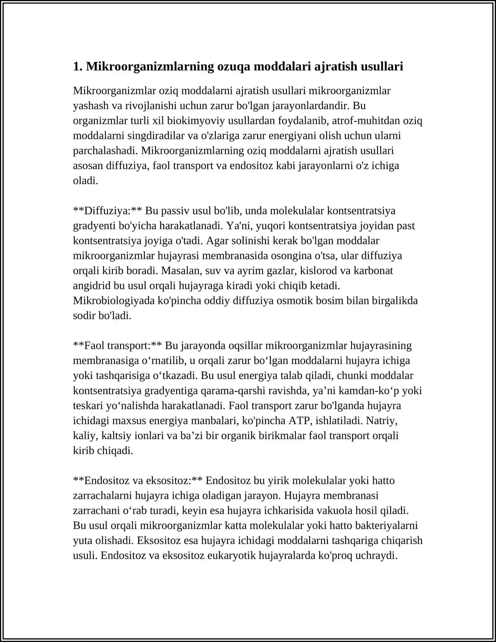 MIKROORGANIZMLARDAN ZARUR MODDALARNI AJRATISH, BIOLOGIK FAOL MODDALAR AJRATIB OLISH 3